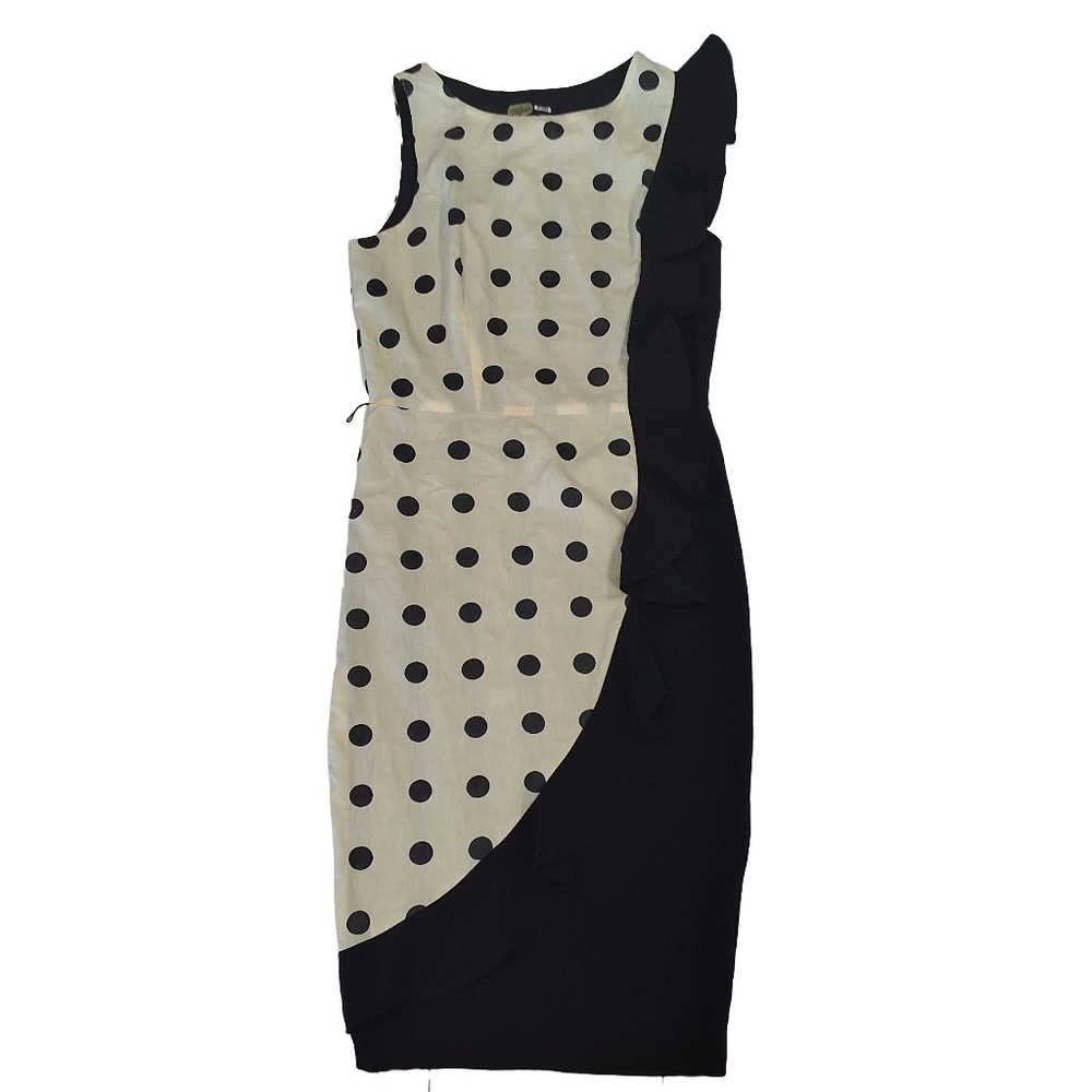Eva Franco~Womens Anthropologie Goya Sleeveless Sheath Dress~Polka Dot~Ruffle~2 - Picture 2 of 9